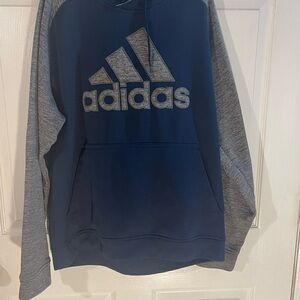Adidas Navy and Heather Gray Men's hoodie